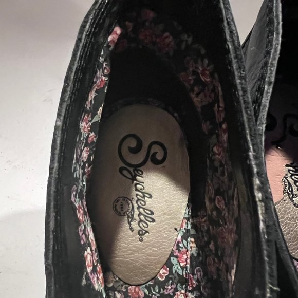 Seychelles Womens Black Almond Toe Leather Hook and Loop High Heel Bootie Size 9 - Picture 8 of 11